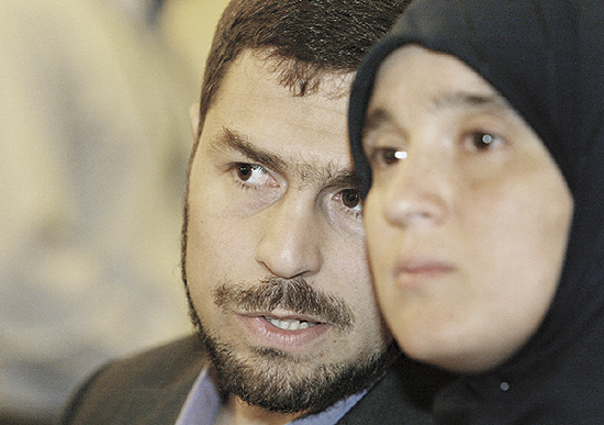 <b> Vindicated! Maher Arar with his wife Monia Mazigh, who led the campaign for her husband’s release.</b> Photo: Bill Grimshaw/grimshawphoto.com.