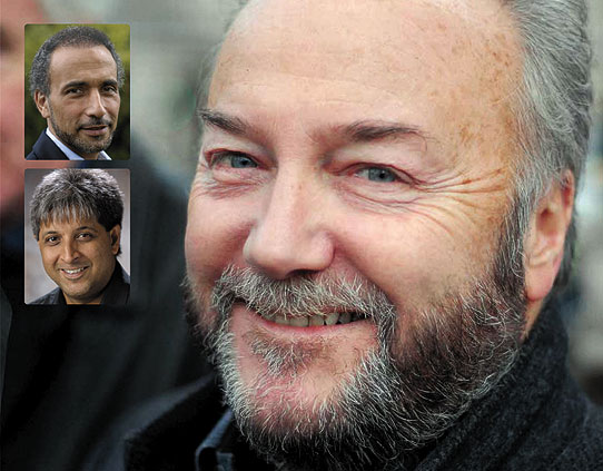Excluded Foreign Nationals — George Galloway, the British MP recently barred from Canada. Oxford University professor Tariq Ramadan (pictured top inset) & University of Johannesburg political analyst Adam Habib (bottom inset) barred from the US. <em>[Photos: David Hunt/Jan van der Ploeg]</em>