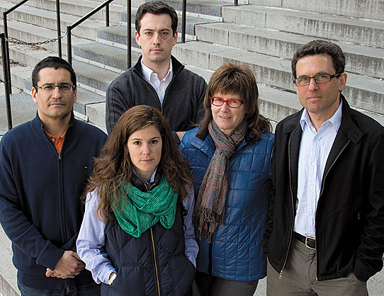 Five research ethics board members at the University of Ottawa who signed the letter to university president Allan Rock. Clockwise from bottom left: Giuliano Reis (Social Sciences & Humanities Research Ethics Board), Brendan Walshe-Roussel (Health Sciences & Science Research Ethics Board), Hélène Laperrière (Health Sciences & Science Research Ethics Board), Joel Westheimer (Social Sciences & Humanities Research Ethics Board), & Sheena Sumarah (Social Sciences & Humanities Research Ethics Board).