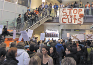 Stop the Cuts solidarity rally at the University of Manitoba Jan. 27 garners support from hundreds of students, faculty members & labour. The U of M plans to cut its budget by 8% over the next two years.