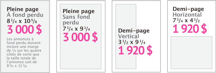 Tarifs publicitaires pour les pages rédactionnelles 2017-2018