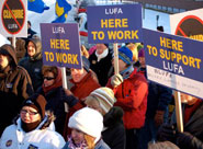 Rally Marks Lakehead Closure Dispute — LUFA members & their supporters marched on Lakehead University Dec. 21 to protest the administration’s decision to close the university down for four days & not pay anybody. [Photo: Scott Pound]