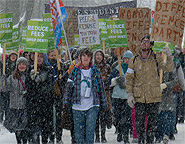 Students march in Halifax Feb. 2 to protest the end of the tuition freeze in Nova Scotia. [Photo: Moira Peters]